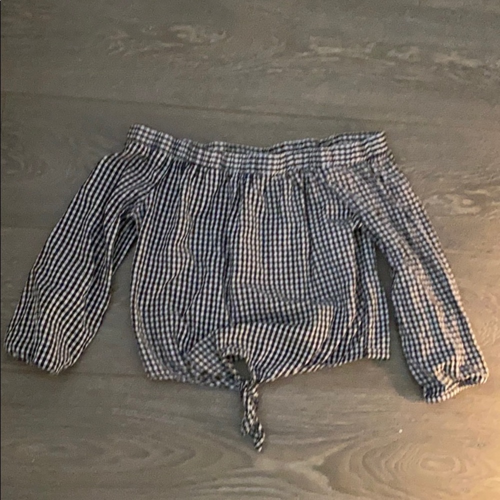 Black and White Checkered Over Shoulder Crop Top